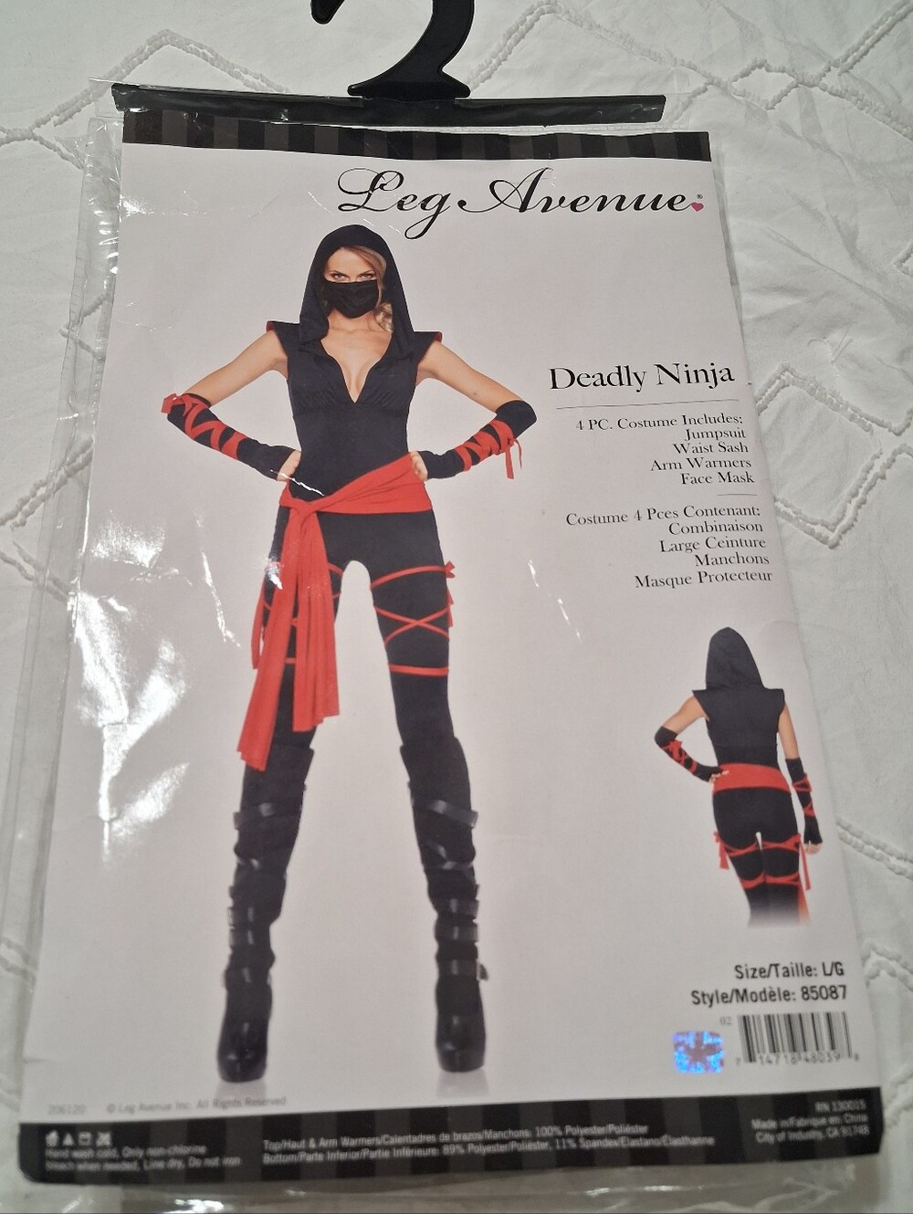 Woman Large Leg Avenue Deadly Ninja Costume - Black & Red